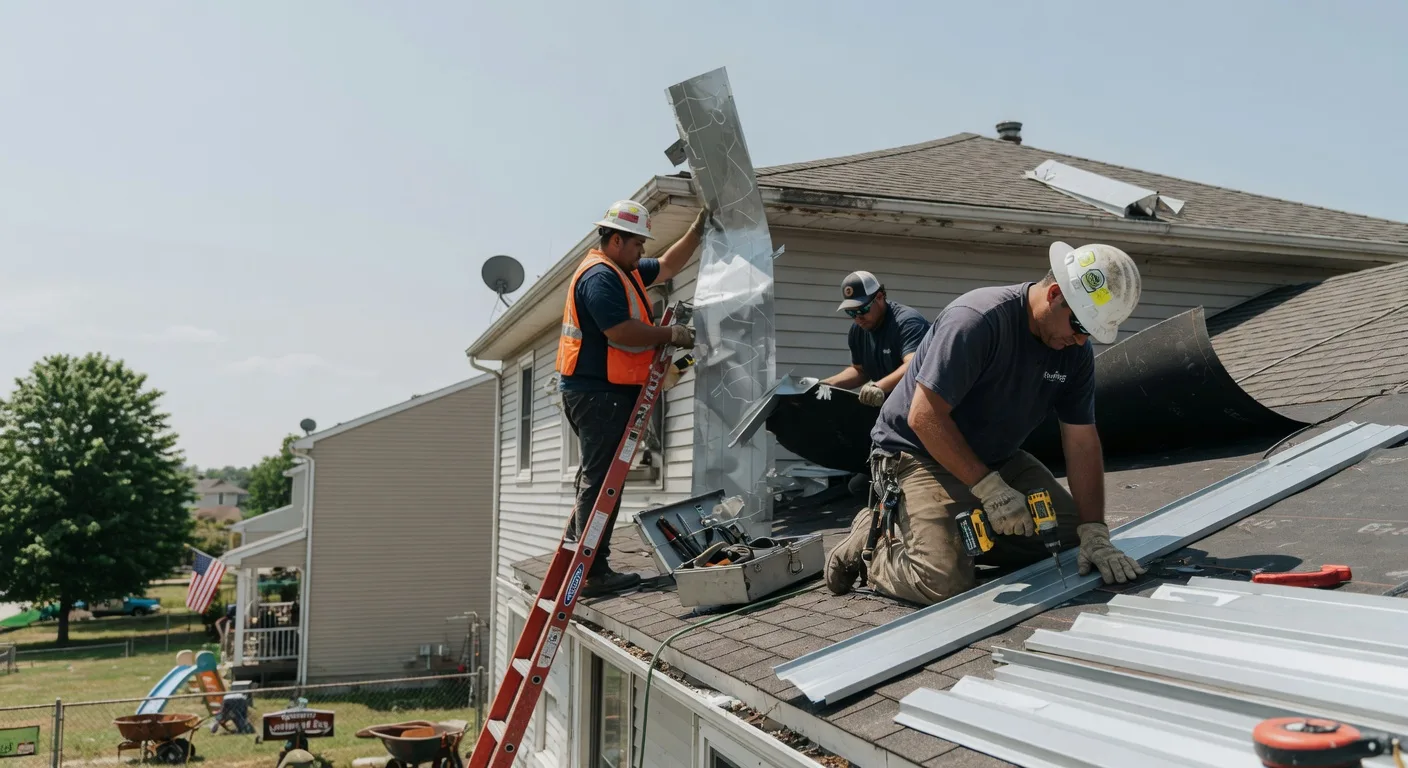 Storm Damage Metal Roof Repair in Bovina Center, NY